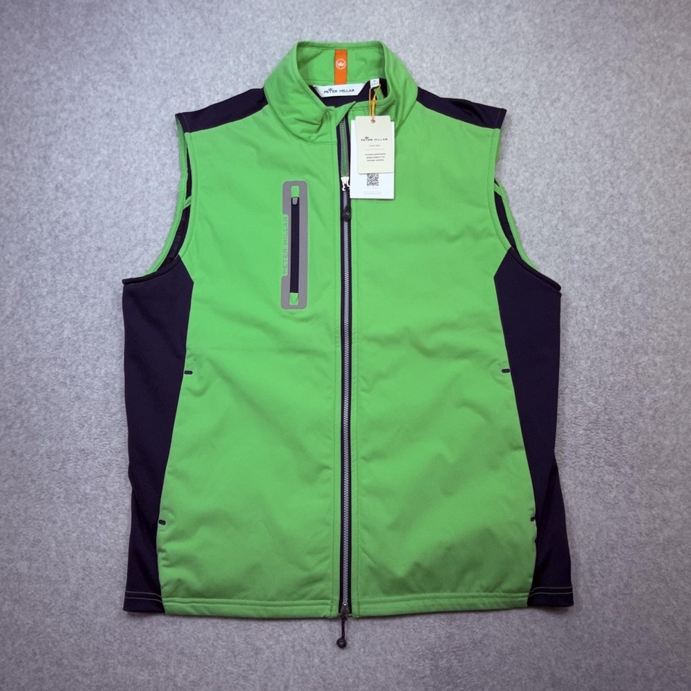 Peter Millar Hyperlight Fuse Vest Mens Medium Blue Green Softshell Full Zip Golf